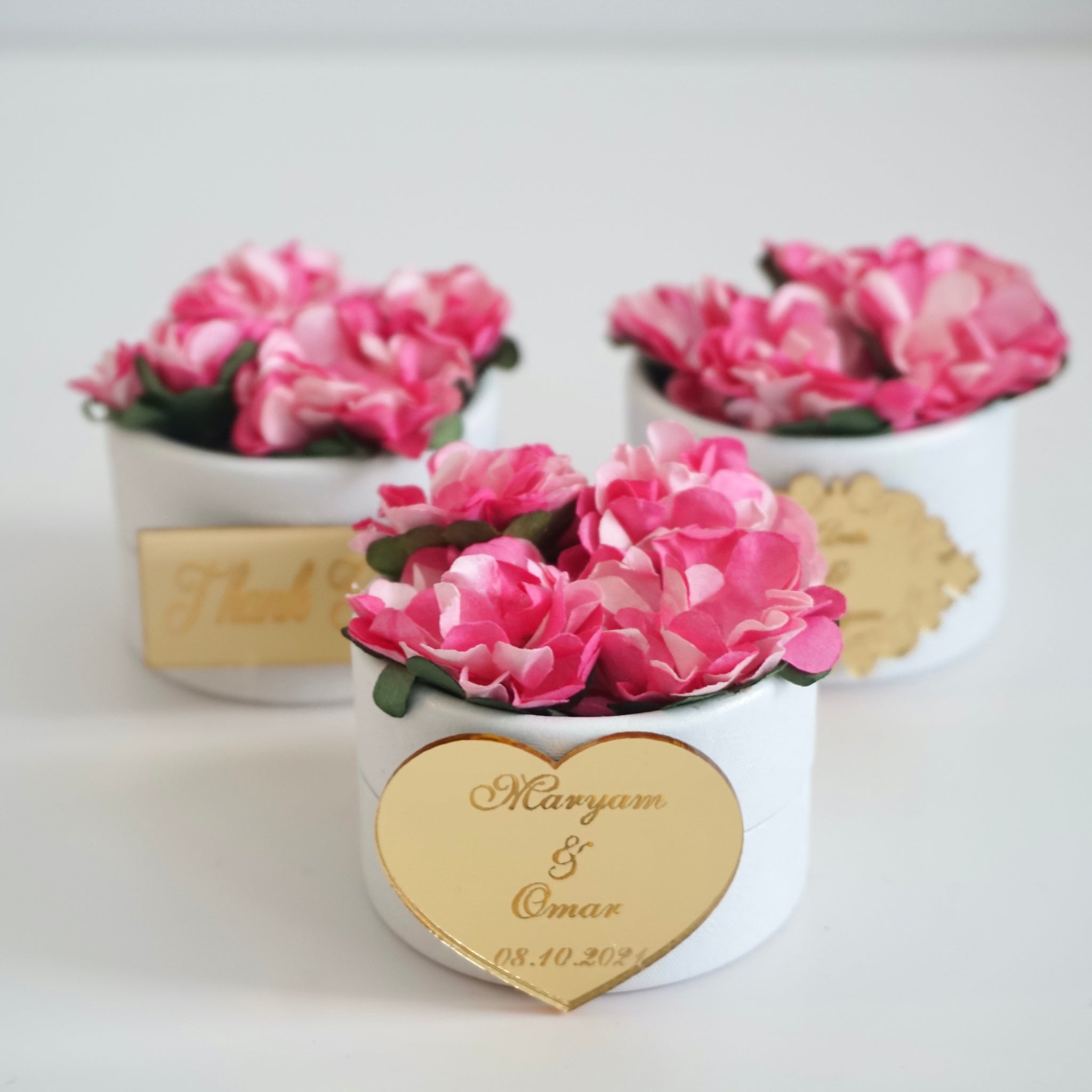 Personalized Candy Boxes with Pink Flowers - Ideal for Weddings, Bridal Showers, and Baby Showers