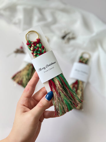 Unique Merry Christmas Macrame Keychain Gifts | Personalized Xmas Favors