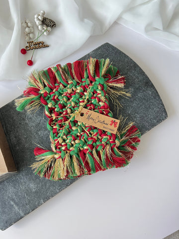 Macrame Coasters - Rustic Christmas Favors and Holiday Gifts