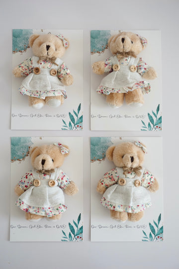 Custom Plush Girl Teddy Bear Keychain - Personalized Baby Shower Favors and Baptism Gift