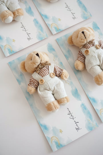 Teddy Bear Keychain Party Favors with Personalized Cards - Perfect for Baby Showers, Birthdays, and More