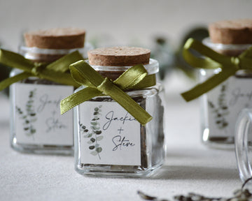 Bulk Glass Jar Herbal Tea Favors, Rustic Wedding Favors For Guests, Bridal Party Gifts For Bridesmaids, Personalized Favors, Unique Gifts