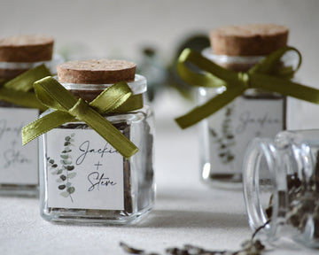 Bulk Glass Jar Herbal Tea Favors, Rustic Wedding Favors For Guests, Bridal Party Gifts For Bridesmaids, Personalized Favors, Unique Gifts