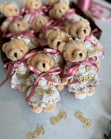 Personalized Teddy Bear, Girl Baby Favors, Birthday Party Gifts, Teddy Bear Baby Shower, Baptism Favor Boy and Girl, Birthday Souvenirs
