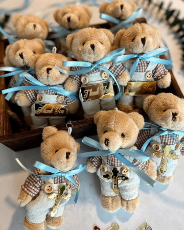 Custom Teddy Bear Baby Shower Favors, Baptism Favors for Boy, Teddy Bear Keychain, Baby Shower Decor, First Birthday Party, Baptism Party