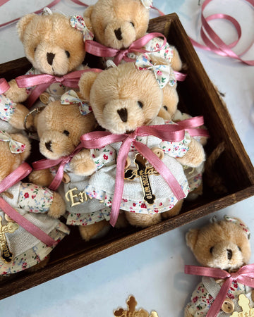 Personalized Baptism Favors, Christening Favors, Girl Baby Showers Idea, Teddy Bear Keychain Gifts, Teddy Bear 1st Birthday Favors