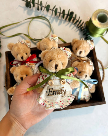 Teddy Bear Baby Shower Favors, Teddy Bear Keychain, Personalized Favors, First Birthday Party, Baptism Favors, Christening Gift