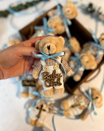 Teddy Bear Keychain Favors, Baby Boy Favors, Baptism Favor Girl, 1st Birthday Party, Teddy Bear Gender Reveal, Custom Christening Gifts